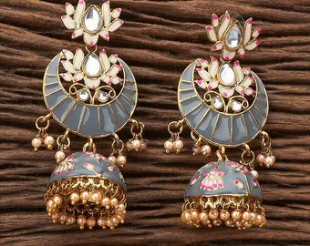 Lotus Golden Copper Jhumkas Earrings,Oxidized Golden Jhumkas,Traditional Regular wear Earrings Bohemian Earrings.