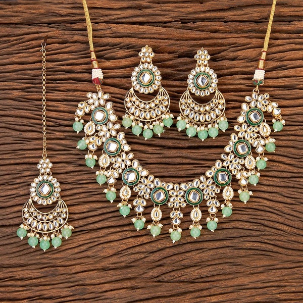 Mint Kundan Polki Necklace/ Kundan Necklace/ Antique Gold Necklace / Indian Jewelry/ Indian Necklace/ Bollywood Jewelry/ Pakistani Jewelry