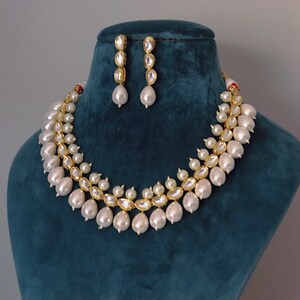 Pearl Kundan Necklace / Indian Jewelry / Indian Necklace/ - Etsy