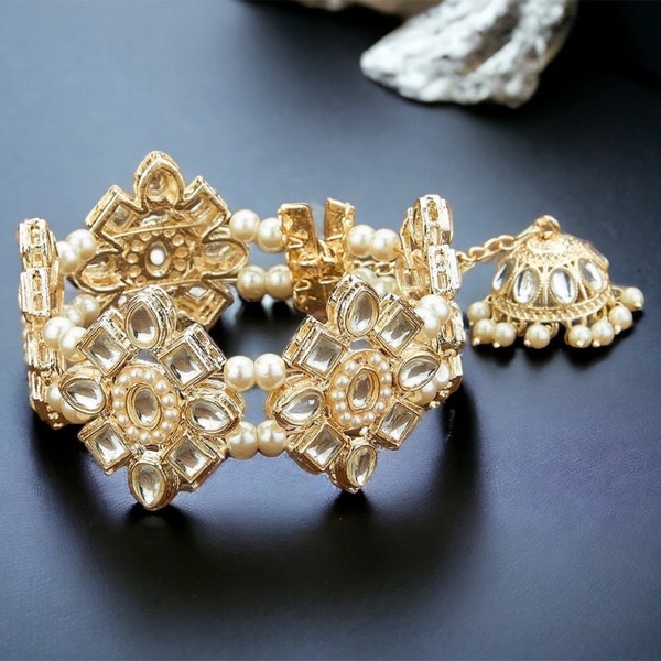 Kundan Adjustable Jhumka Gold bracelet | Indian jewelry | Indian Bracelet | Gold Bracelet | Kundan Bracelet | Bollywood Jewelry