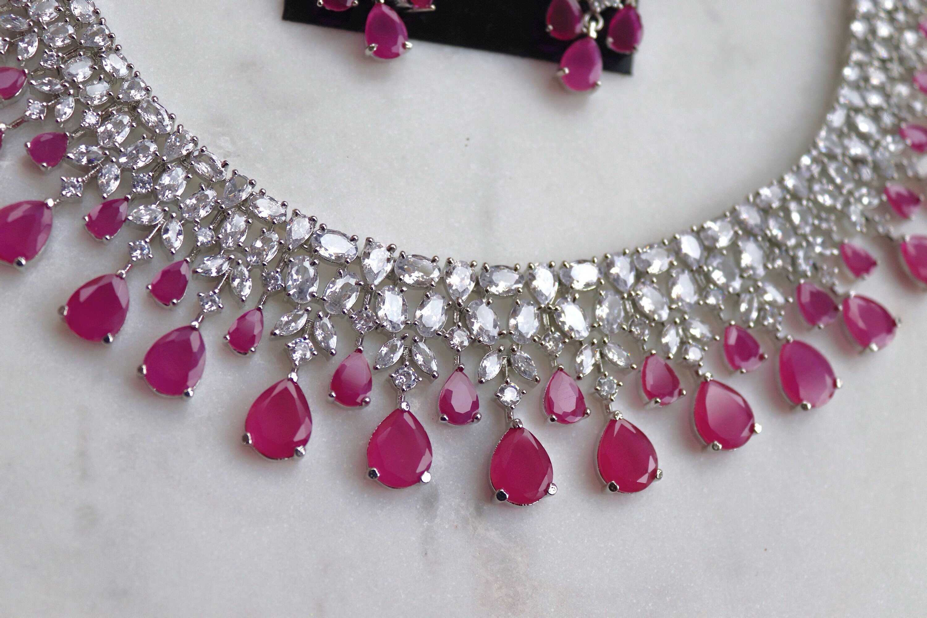 Ruby Diamond Necklace / Statement Jewelry/ Statement Necklace/ Etsy