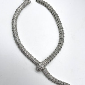 Snake Necklace CZ Snake Necklace Serpent Silver Snake Jewelry Snake Statement Necklace Statement Jewelry Crystal image 5