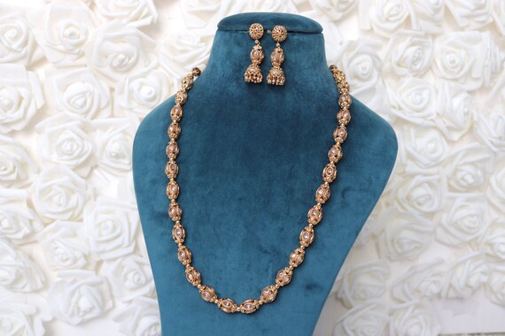 Antique Polki Gold Matar Mala Necklace 