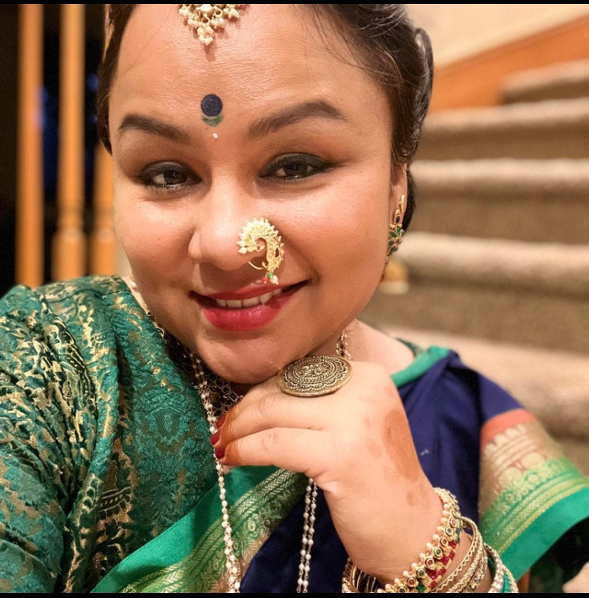 Amazon.com: Gargish Maharashtrian jewellery traditional nath nose ring  Without Piercing Marathi Nose Pin For Women, Medium, Metal, No Gemstone :  Clothing, Shoes & Jewelry