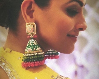 Meenakari Jhumka | Indian Jewelry | Punjabi Jewelry | Pakistani Jewelry | Indian Wedding Jewelry | Bollywood Jewelry