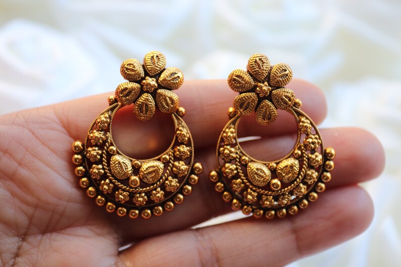 Pakistani Jewelry Gold Chaandbali Indian Jewelry Indian Earrings