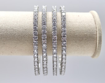 Paire de bracelets en argent et diamants | Bracelets joncs en ZC | Bijoux indiens | Bijoux pakistanais | Bijoux Bollywood | Bracelets | Bracelet en cristal