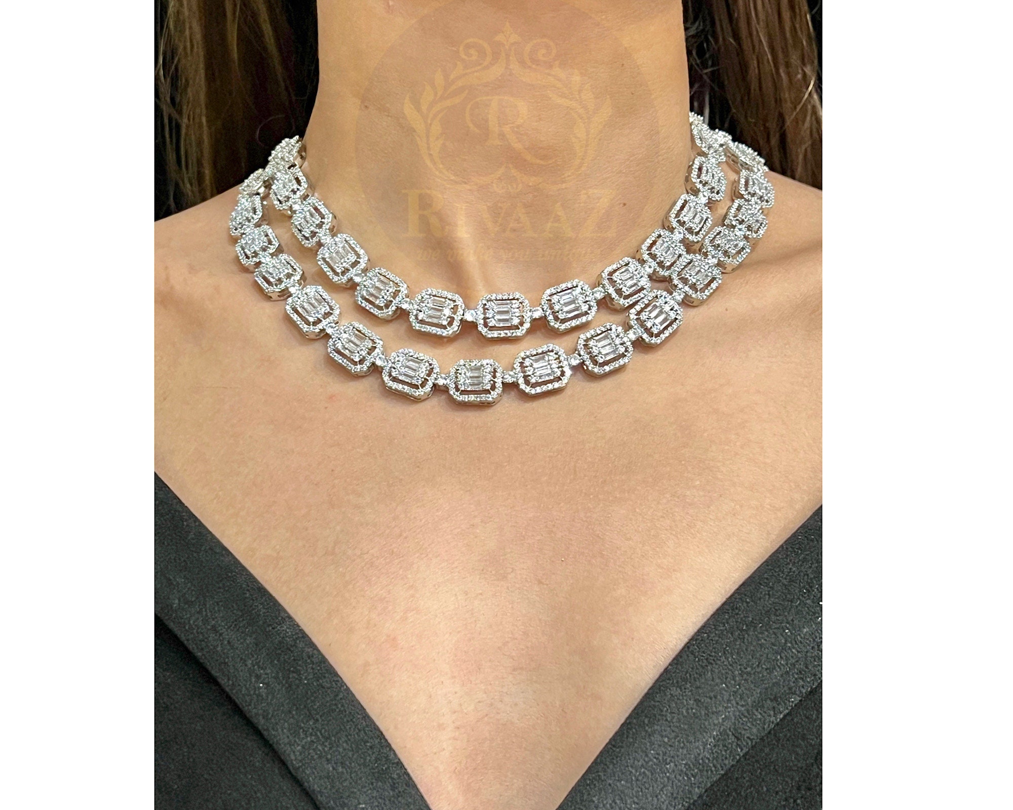 Baguette diamond best sale choker