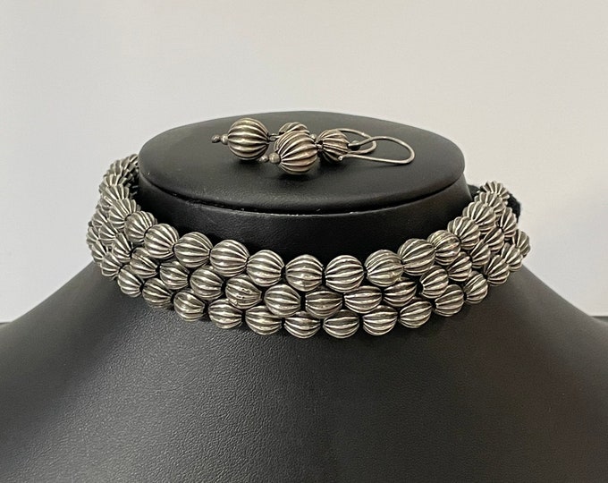 Oxidized Choker Necklace/ Silver Look Alike Necklace/ Indian Jewelry