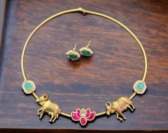 Turquoise Ruby Gold Kundan Hasli Necklace Indian Jewelry Indian Necklace Hasli Necklace Bollywood Jewelry