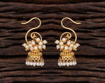 Gold Delicate Earring Jhumki / Delicate Jhumka/ Indian Earrings/ Indian Jewelry/ Small Jhumkas/ South Jewelry/ Bollywood Jewelry