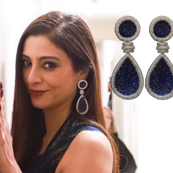 Bollywood Earrings/ Indian jewelry/ Indian Earrings/ Sabyasachi/ CZ Diamond Earrings / Celebrity Earrings/ Ruby Sapphire