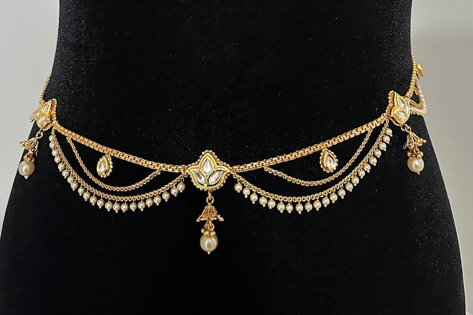 Indian Pearl Waist Chain Kundan Sash Waist Chain Gold Belly Etsy