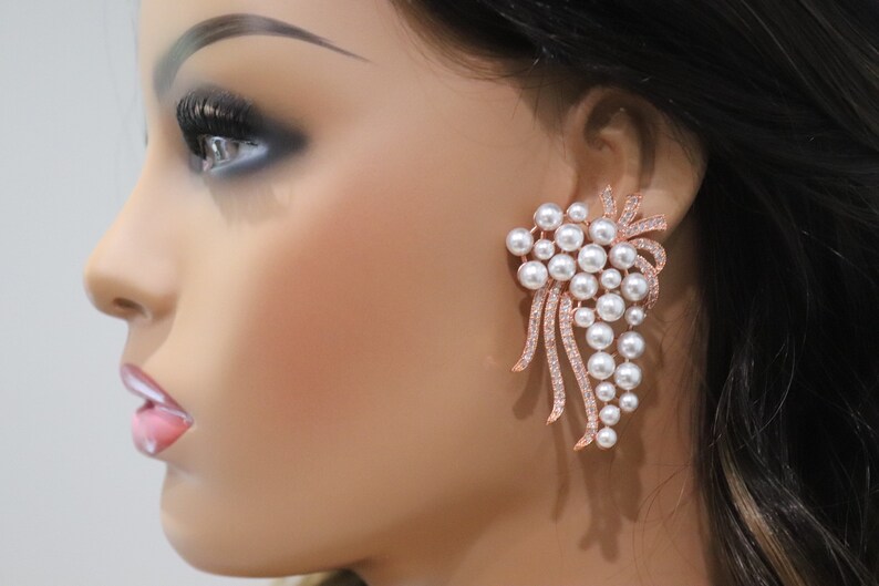 Rose Gold Diamond Earrings Statement Indian Earring Indian Jewelry Pakistani Jewelry Hazoorilal American Diamond Cubic Zirconia