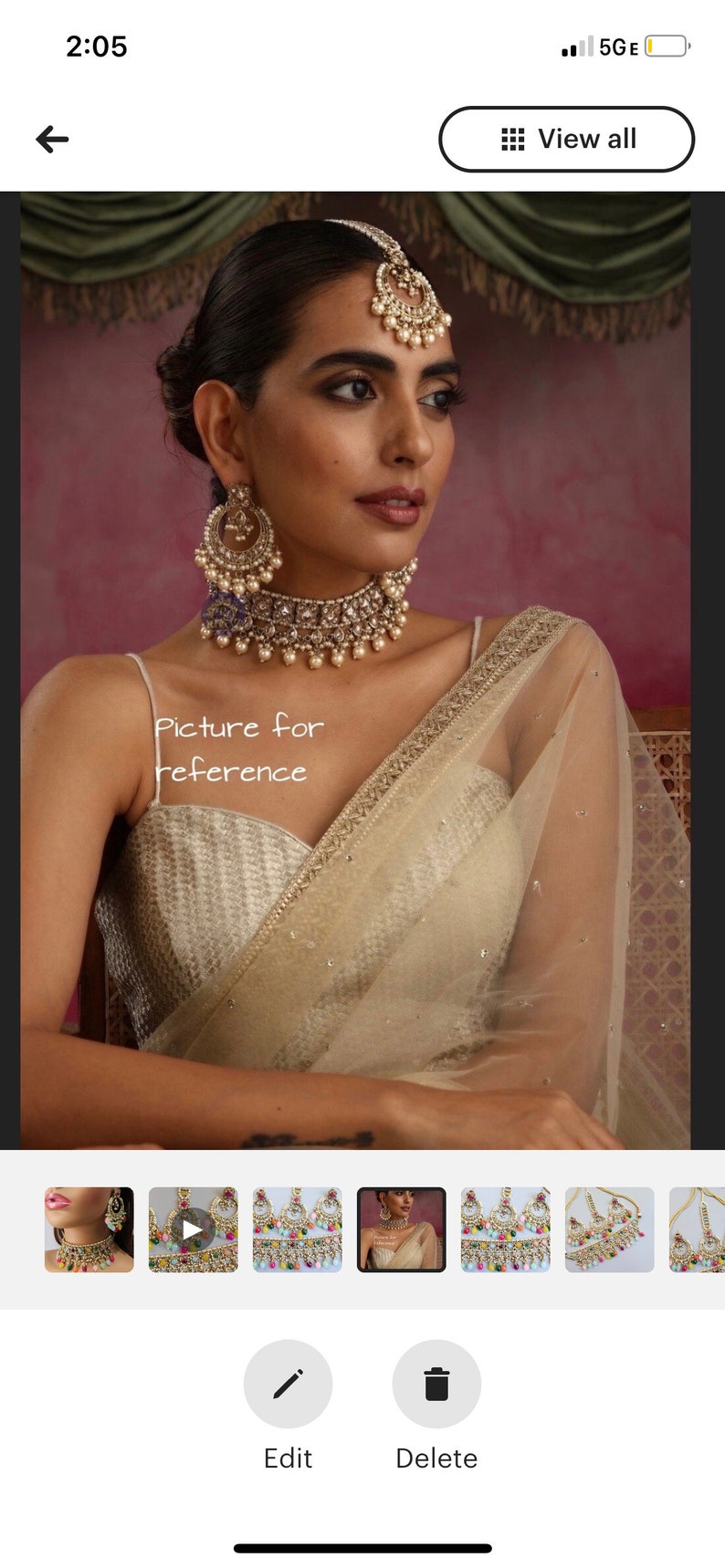 Ziva Gold Polki Choker with chaandbali and tikka/Indian Choker Necklace/ Pakistani jewelry/ Indian jewelry image 8