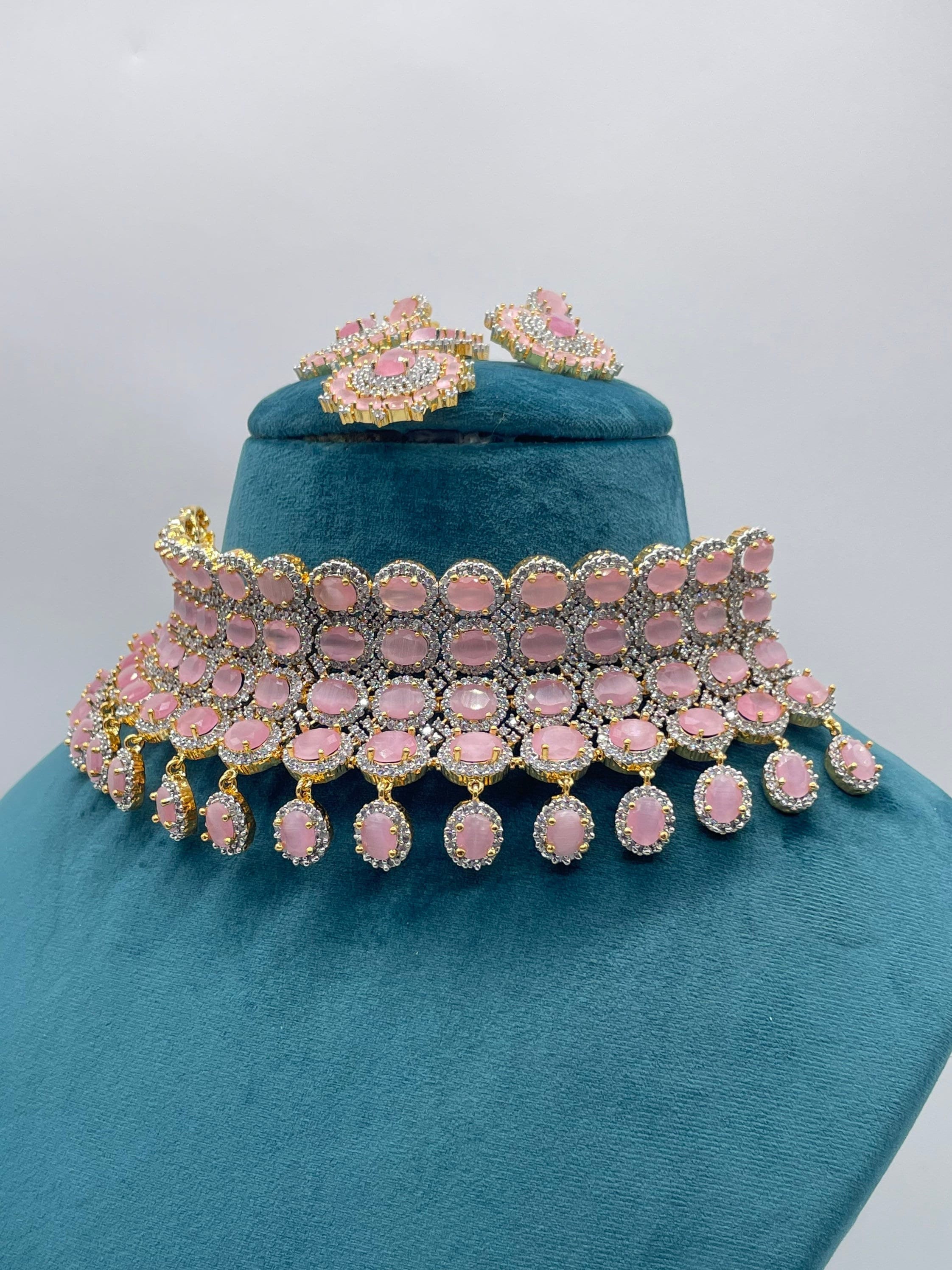 Pink choker necklace store