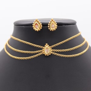 Gold Choker/ Indian Necklace/ Indian Jewelry/ Indian Gold Necklace/ Indian Wedding Necklace/ Indkan Choker