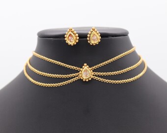 Gold Choker/ Indian Necklace/ Indian Jewelry/ Indian Gold Necklace/ Indian Wedding Necklace/ Indkan Choker