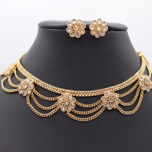 Gold Choker • Indian Choker • Kundan Choker • Indian Jewelry Set • Bollywood Jewelry• Indian jewelery • Indian Necklace • Pakistani Jewelry