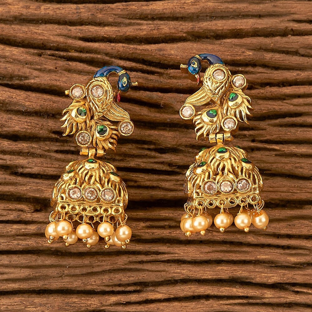 Gold peacock jhumkas shop