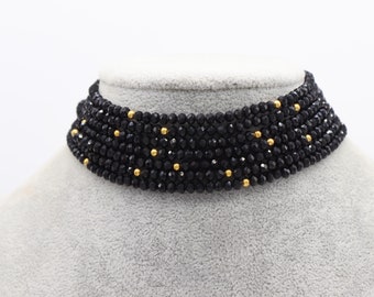 Schwarze Choker | Schwarze Perlen Choker | Indianer-Halsband | Indischer Schmuck | Pakistanischer Schmuck | Kundan Halsband | Indische Halskette