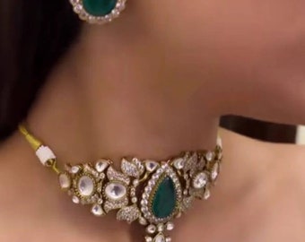 Smaragd Gold Sabyasachi viktorianischen Choker Indianer Schmuck Sabyasachi Halskette Smaragd Indian Choker Indianer Halskette Bollywood Schmuck Doublette