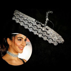 CZ Diamond Choker Necklace with Earrings / Indian jewelry/ CZ choker/ Indian Choker/ Pakistani jewelry/ Bollywood jewelry/Wedding Jewelry