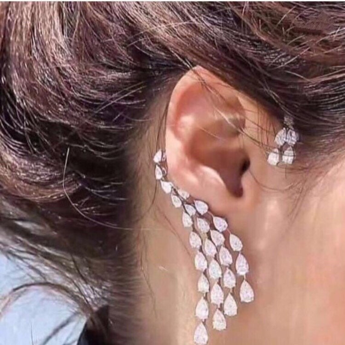 Diamond Ear Cuff Earrings Statement Earrings Statement Etsy