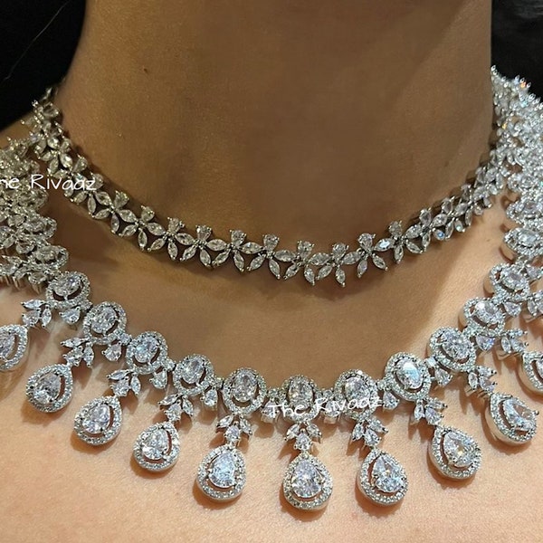 Fake Diamond Necklace Etsy