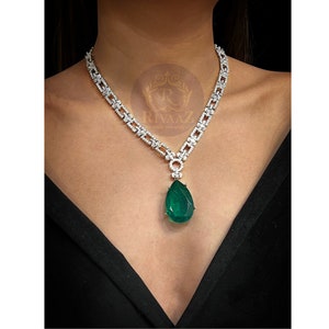 Pre Order Emerald Doublet Pendant CZ Necklace