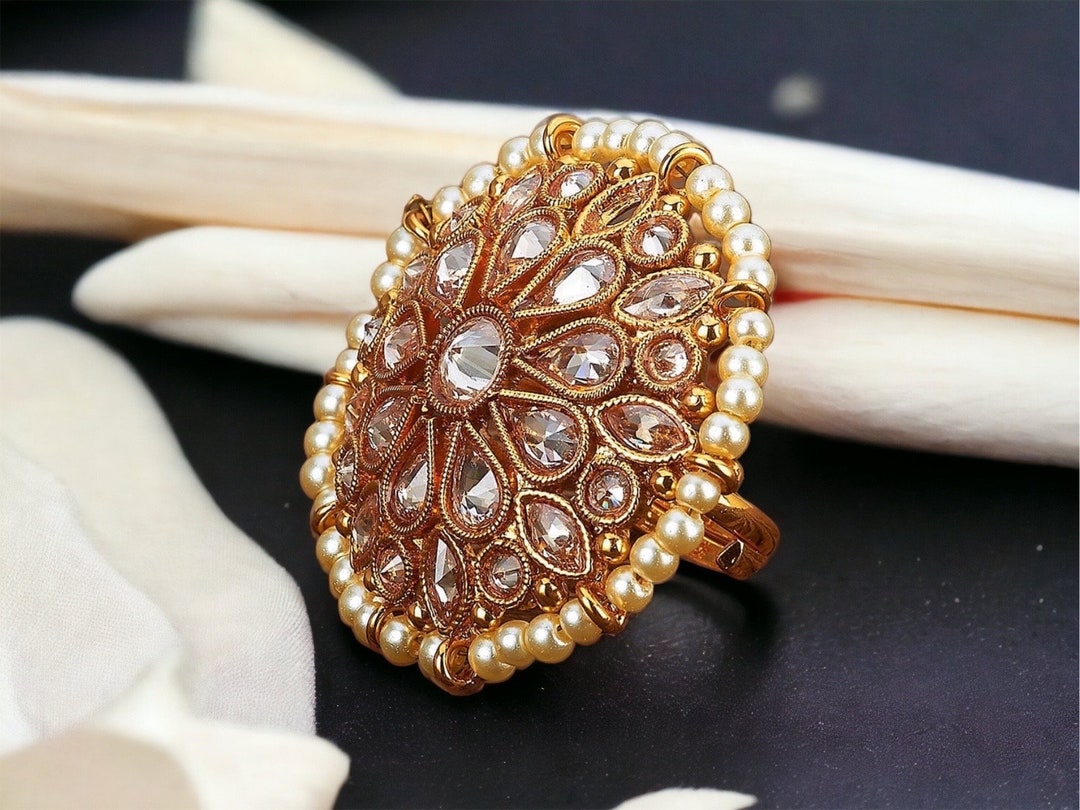 Adjustable Polki Gold Ring/ Indian Finger Ring/ Indian Ring/ Etsy