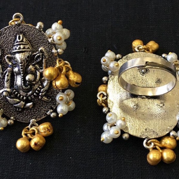Dual Tone Oxidised Ganesha Ring | Oxidised Jewelry | Oxidised Ring | Indian Jewelry | Indian Ring | Boho Jewelry