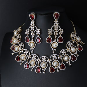 Cz stone shop gold necklace sets