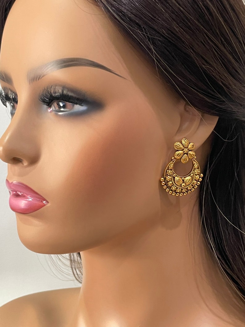 Pakistani Jewelry Gold Chaandbali Indian Jewelry Indian Earrings