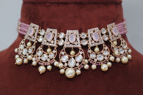 Pink Kundan Choker Indian Jewelry Pakistani Jewelry | Etsy
