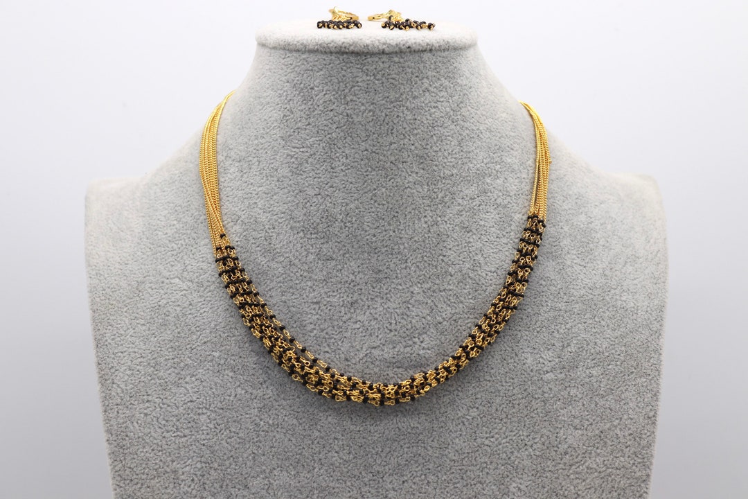 Black Pearl Gold Necklace Set Indian Necklace Gold Necklace Set