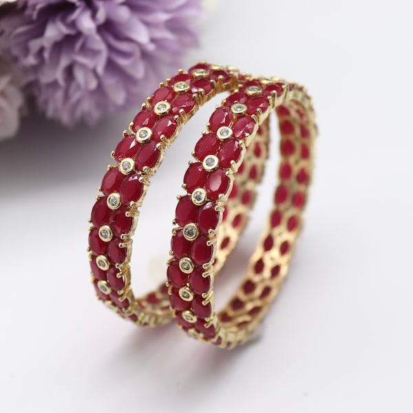 Ruby Gold Bangles | Indian Jewelry | Pakistani Jewelry | Punjabi Jewelry | Indian Bangles | Pakistani Bangles