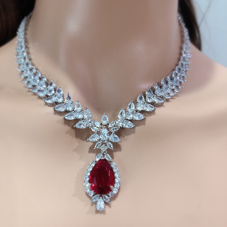 Ruby Cubic Zirconium Necklace/Indian Necklace/ Indian Jewelry/ | Etsy
