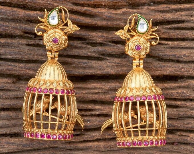 Bird Cage Earrings/ Gold Earrings/ Gold Statment Earrings/ Etsy