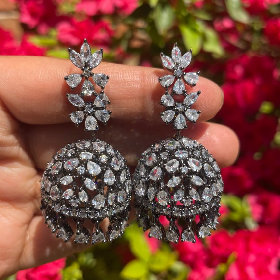 Brass 5 Peacock CZ Earrings at Rs 499/pairs in Mumbai | ID: 6746904297