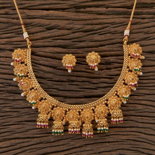 Simple Antique DULL Gold Finished Polki 