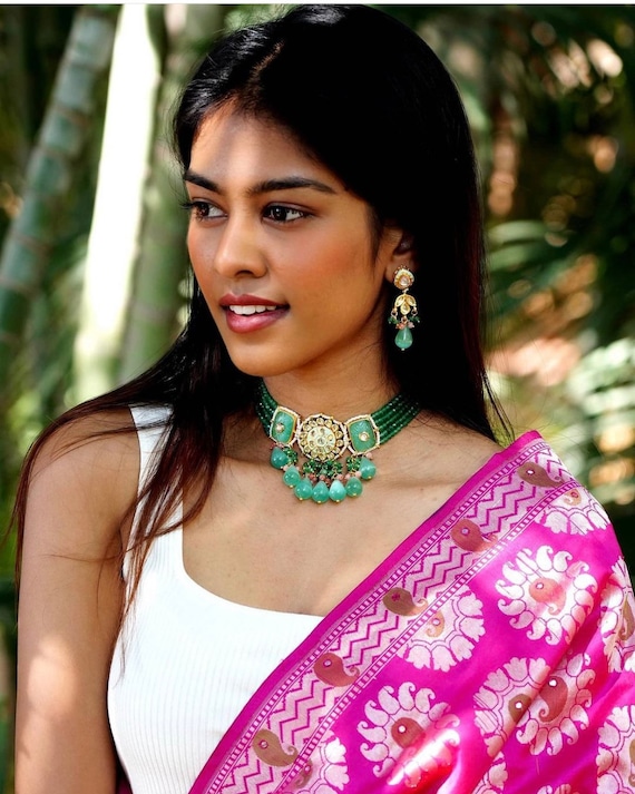 Indisch Bollywood Kundan Choker Hochzeit Halskette Set Modeschmuck