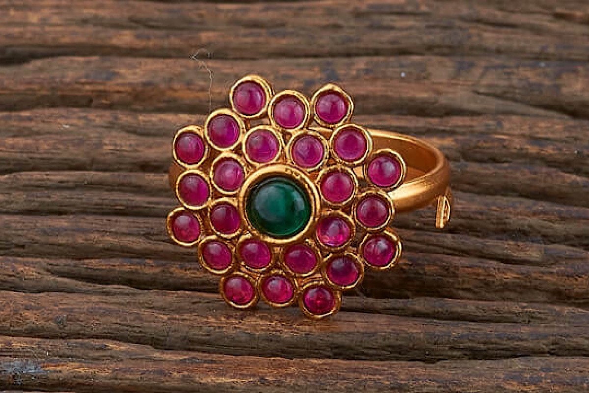 Ethnic Square Shape Gold Finger Ring Adjustable – Magna Jewel