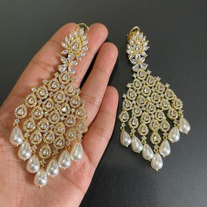Gold Diamond Chaandbali | Indian Jewelry | Pakistani Jewelry