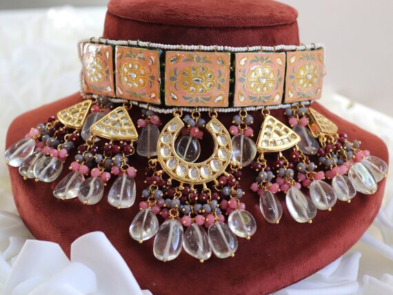 Kundan meena choker necklace outlet