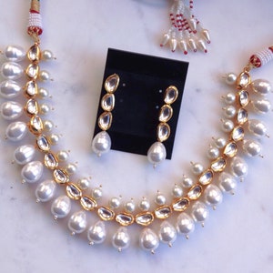 Pearl Kundan Necklace / Indian Jewelry / Indian Necklace/ - Etsy