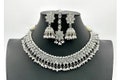 Silver Polki Necklace with Jhumkey and tikka \/ Silver Necklace with Tikka\/ Indian Jewelry\/ Bollywood Jewelry\/ Pakistani Jewelry