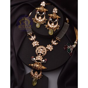 Tia Kundan Long Fusion Necklace • Dual Tone, Oxidized Necklace •  Long Indian Necklace• Indian Jewelry • Sabyasachi Jewelry