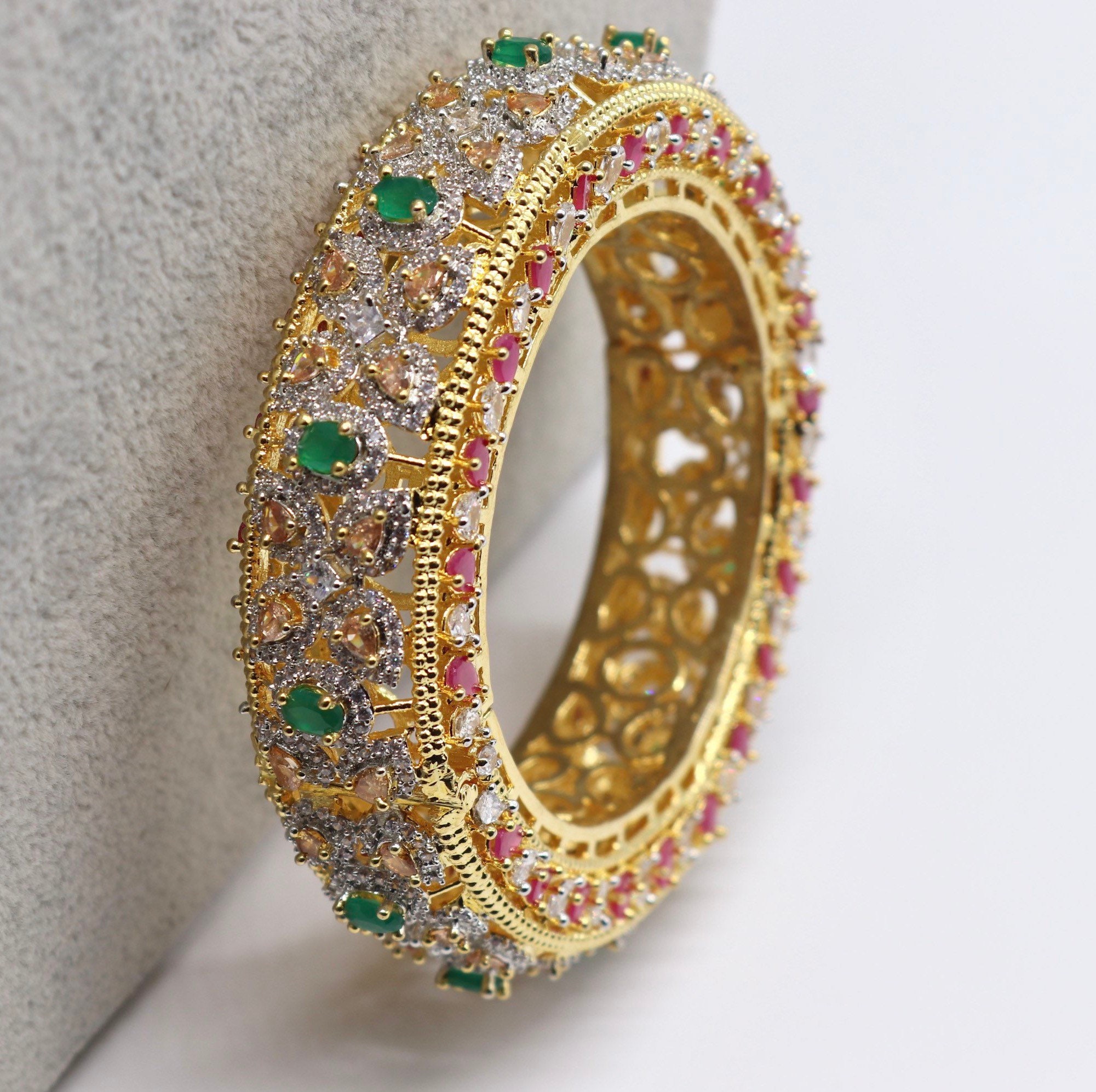 Indian Diamond bangles kada bracelet wedding party wear jewelry Ships from USA 