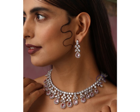 Pink Diamond Necklace / Statement Jewelry/ Statement Necklace/ 